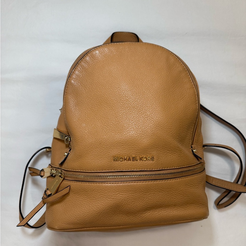 Michael Kors Rhea Leather Backpack - Peanut GHW